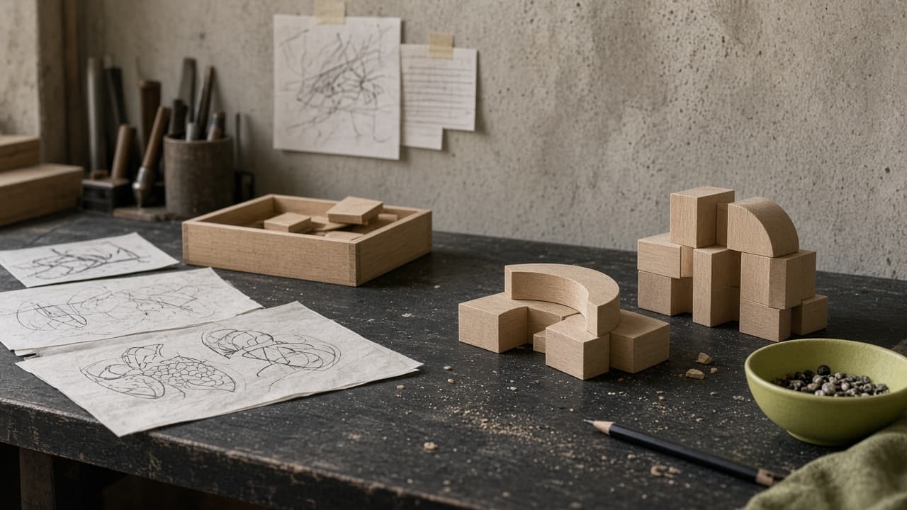 Workbench metaphor: sources become an evidence-backed review list — KoiForge in development.